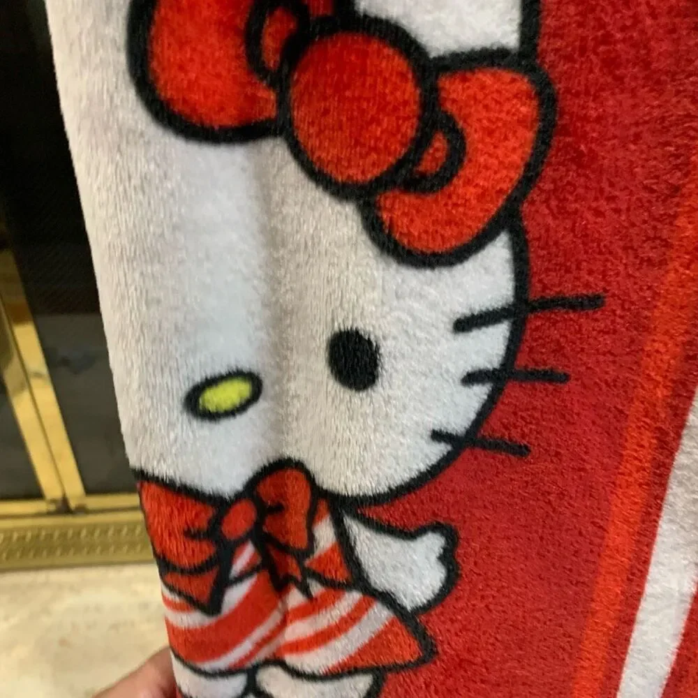 Hello kitty candy cane Christmas blanket